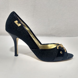 Guess black open-toe heels